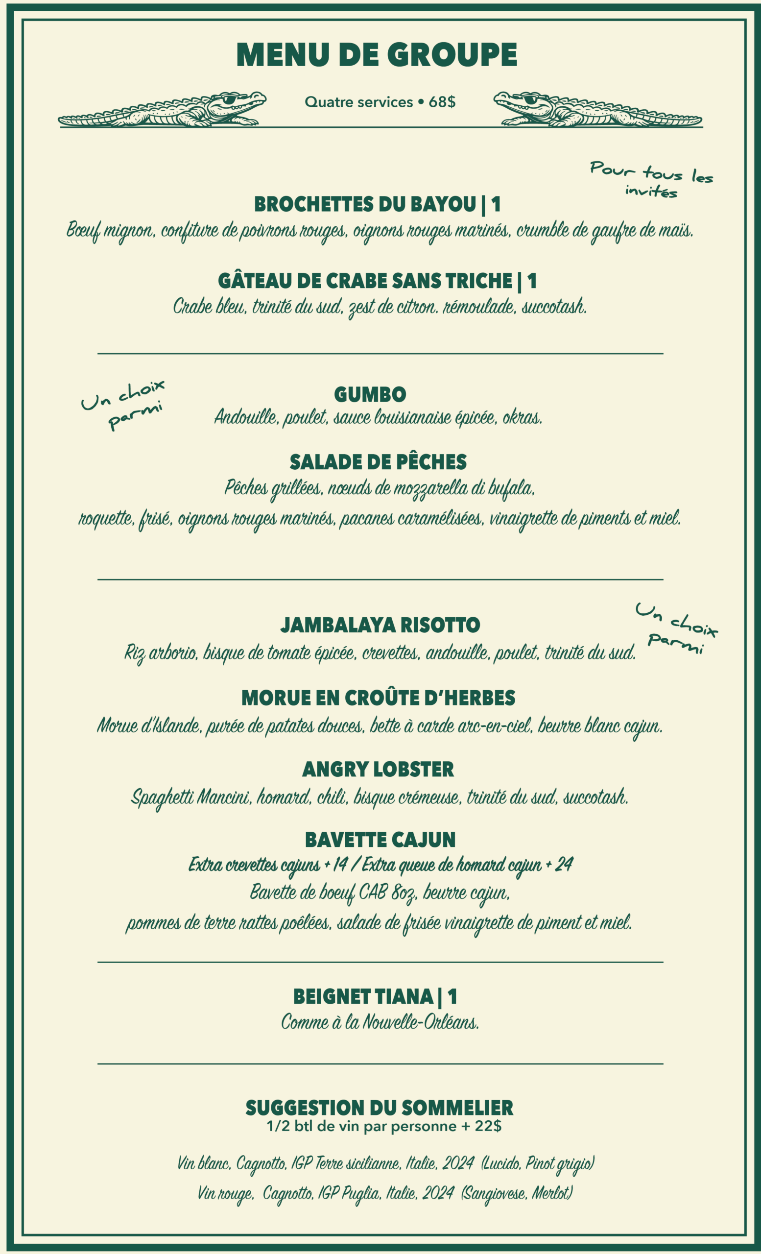Menu de groupe LouisiNANA